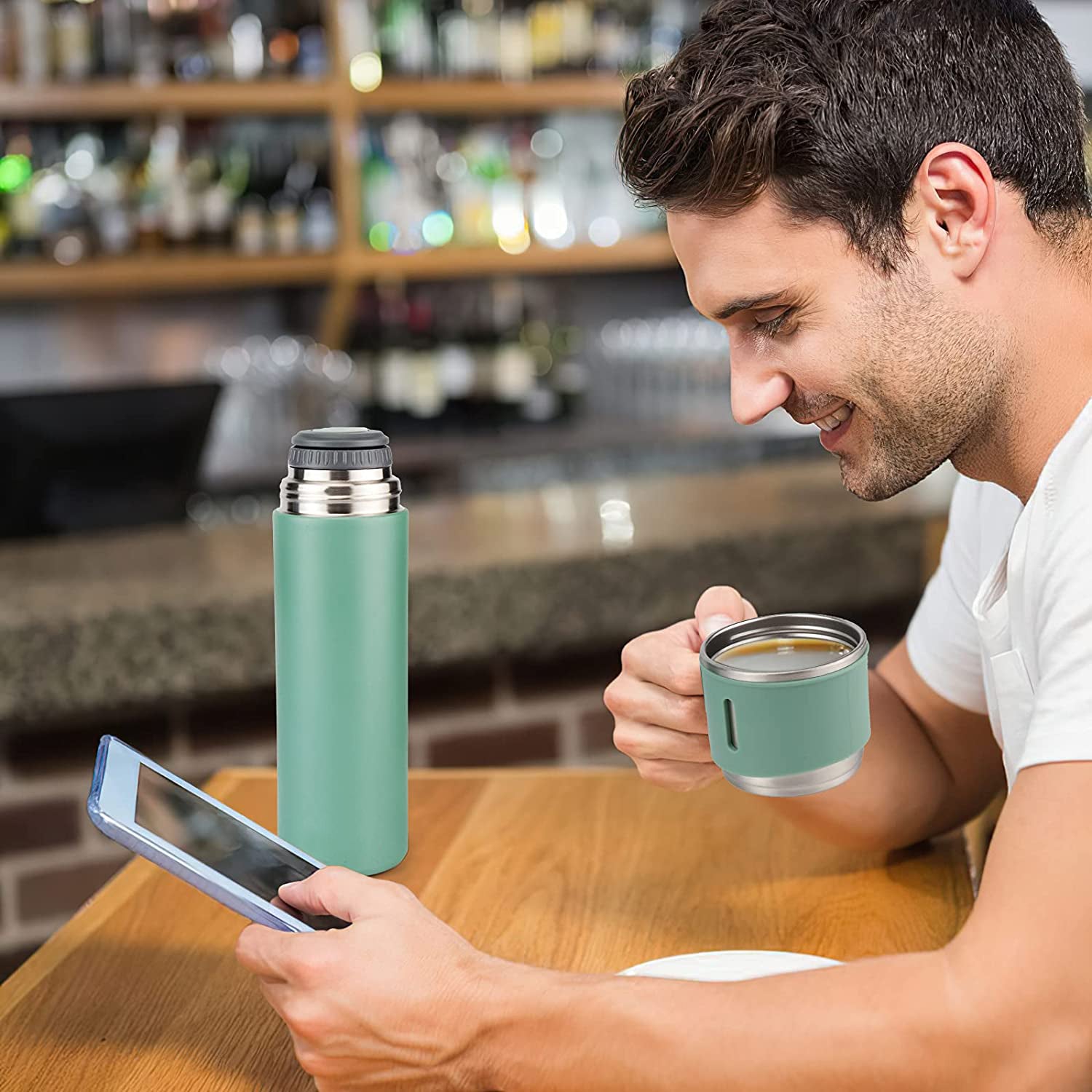 2834 Stainless Steel Vacuum Flask Set with 3 Steel Cups Combo for Coffee Hot Drink and Cold Water Flask Ideal Gifting Travel Friendly Latest Flask Bottle. (500ml) 2834 Stainless Steel Vacuum Flask Set with 3 Steel Cups Combo for Coffee Hot Drink and Cold Water Flask Ideal Gifting Travel Friendly Latest Flask Bottle. (500ml)